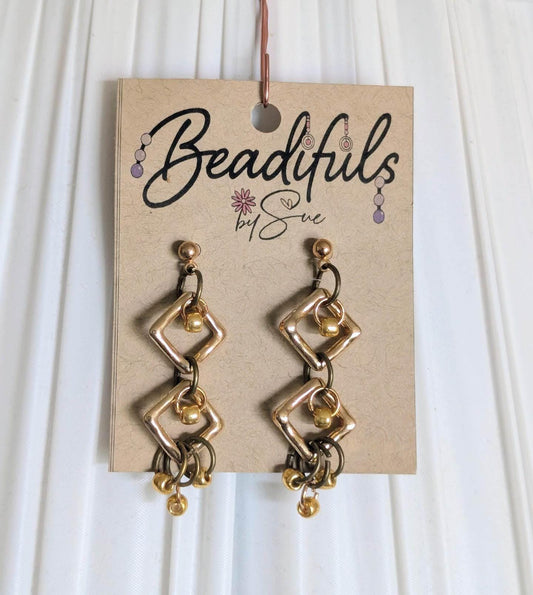 Earrings - mixed metal triangle earrings