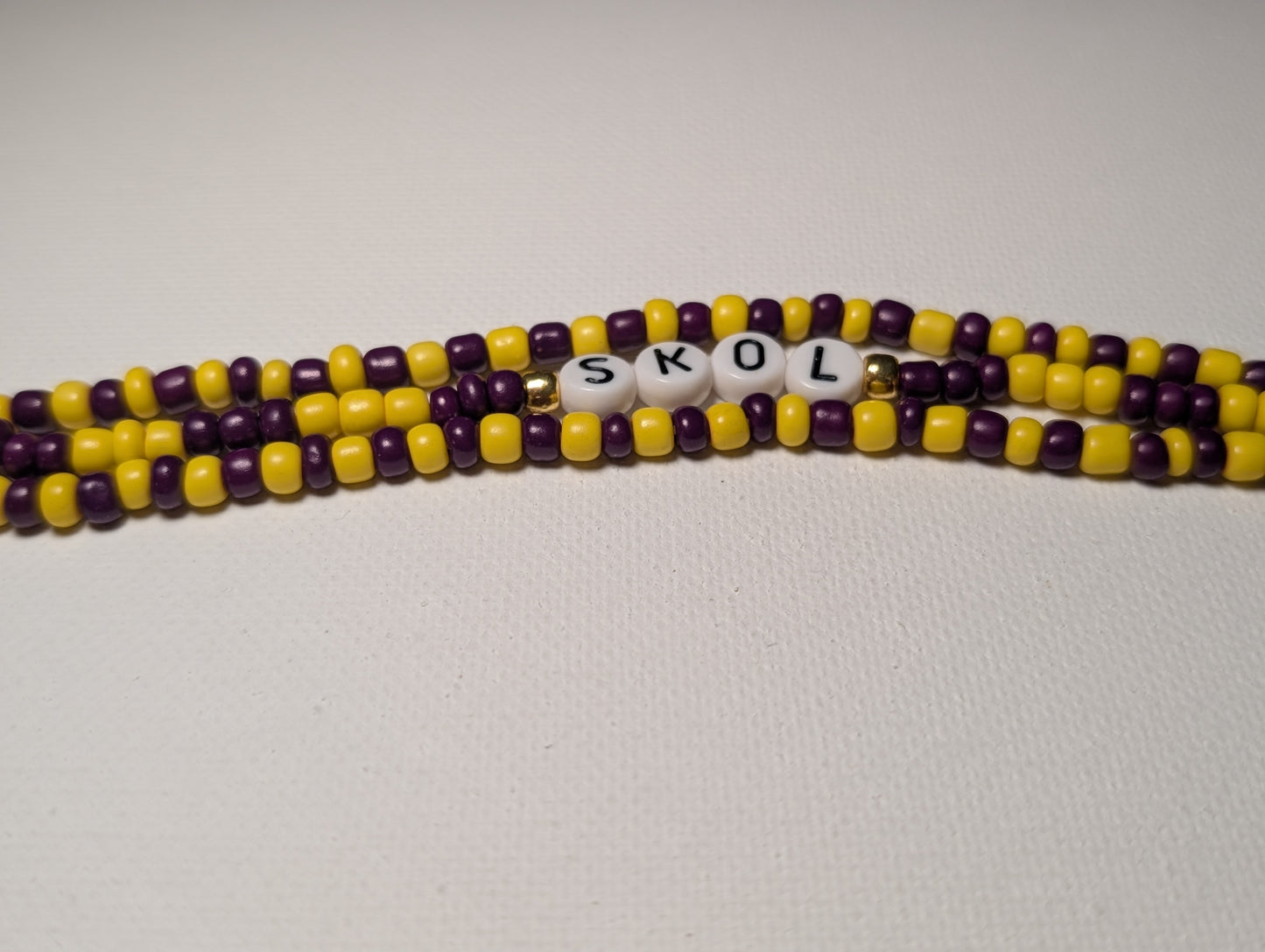Bracelet - NFL Beaded Bracelet and earrings: Football fan jewelry - MN Vikings SKOL and Green Bay Packers