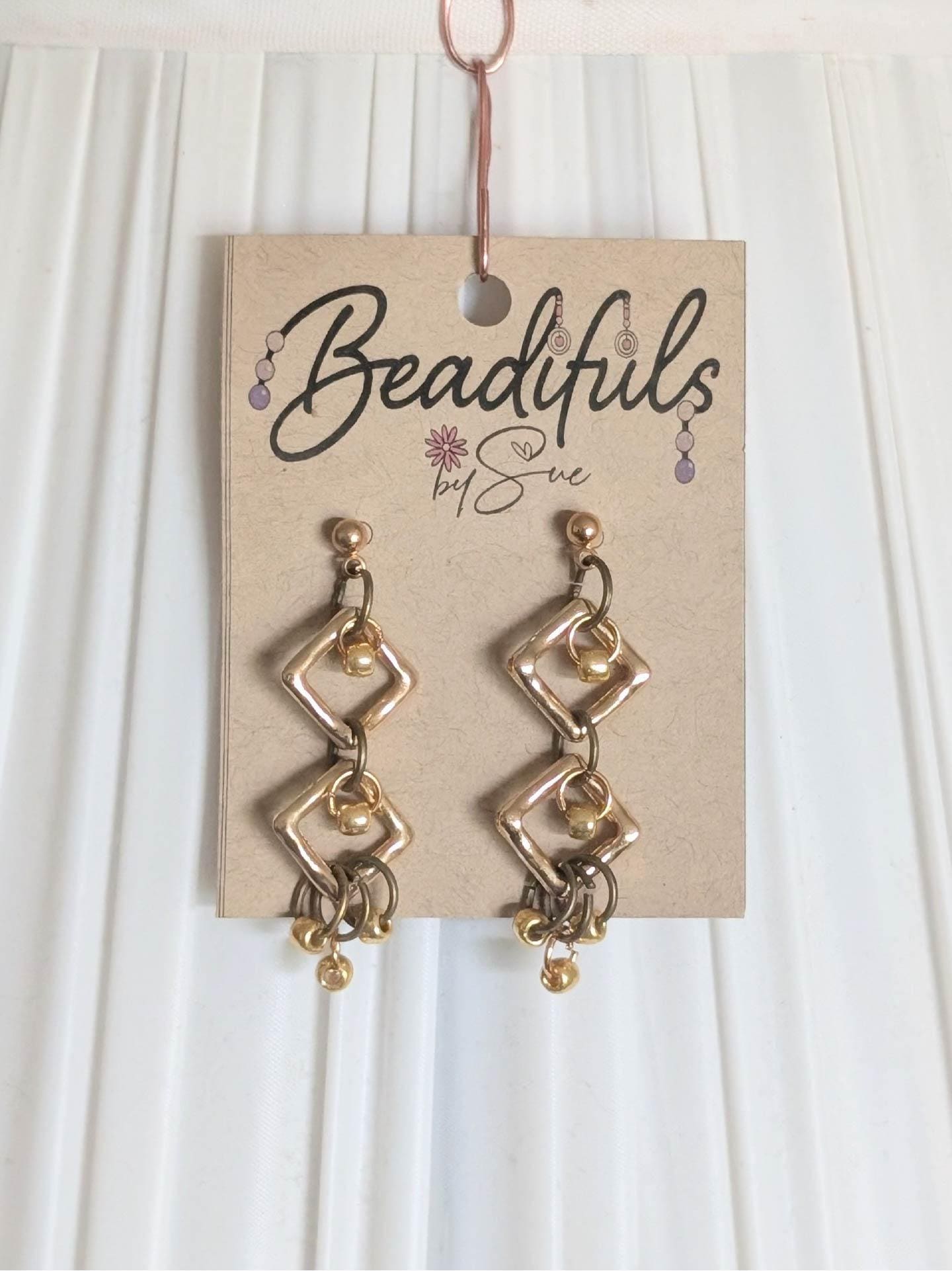Earrings - mixed metal triangle earrings