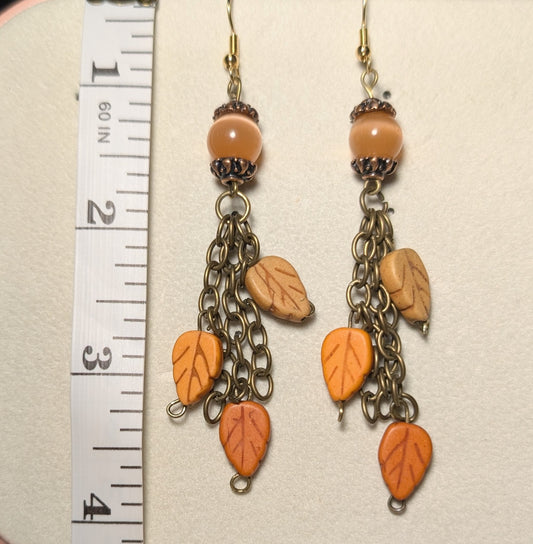 Earrings - Fall/Autumn leaf tassle earrings